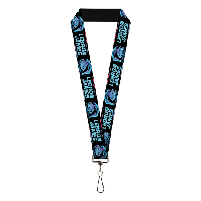 Lanyard - 1.0" - Space Jam 2 LEBRON JAMES Face Icon and Text Black Blues Purples Lanyards Looney Tunes   