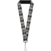 Lanyard - 1.0" - King Skull Blocks Rays Grays Lanyards Buckle-Down   