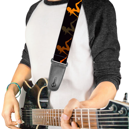 Guitar Strap - Mud Flap Girl Repeat Black Orange Fade Guitar Straps Buckle-Down   