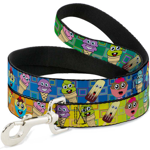 Dog Leash - Ice Cream Cone & Popsicle Expressions/Squares Multi Color Dog Leashes Buckle-Down   