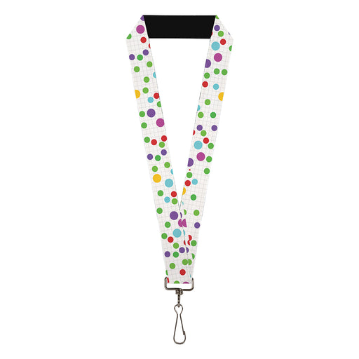 Lanyard - 1.0" - Dots Grid White Gray Multi Color Lanyards Buckle-Down   