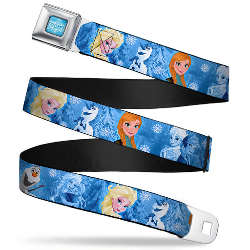 FROZEN Logo Full Color Blues Seatbelt Belt - Frozen Character Poses Blues Webbing Seatbelt Belts Disney   