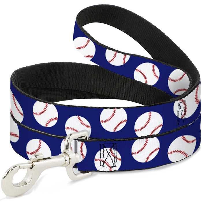 Dog Leash - Baseballs Scattered Blue Dog Leashes Buckle-Down   