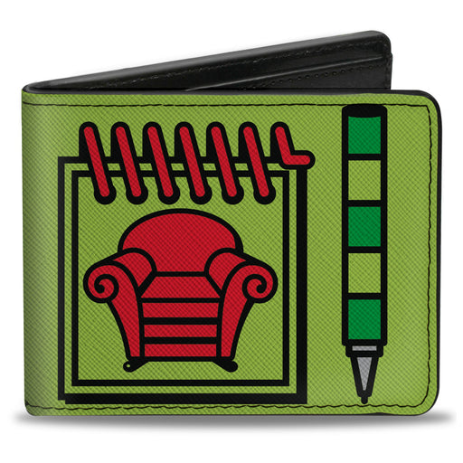Bi-Fold Wallet - Blue's Clues Steve's Handy Dandy Notebook Thinking Chair + Striped Shirt Greens Black Red Bi-Fold Wallets Nickelodeon   