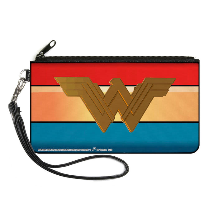 Canvas Zipper Wallet - SMALL - Wonder Woman 2017 Icon Stripe Red Golds Blue Canvas Zipper Wallets DC Comics   