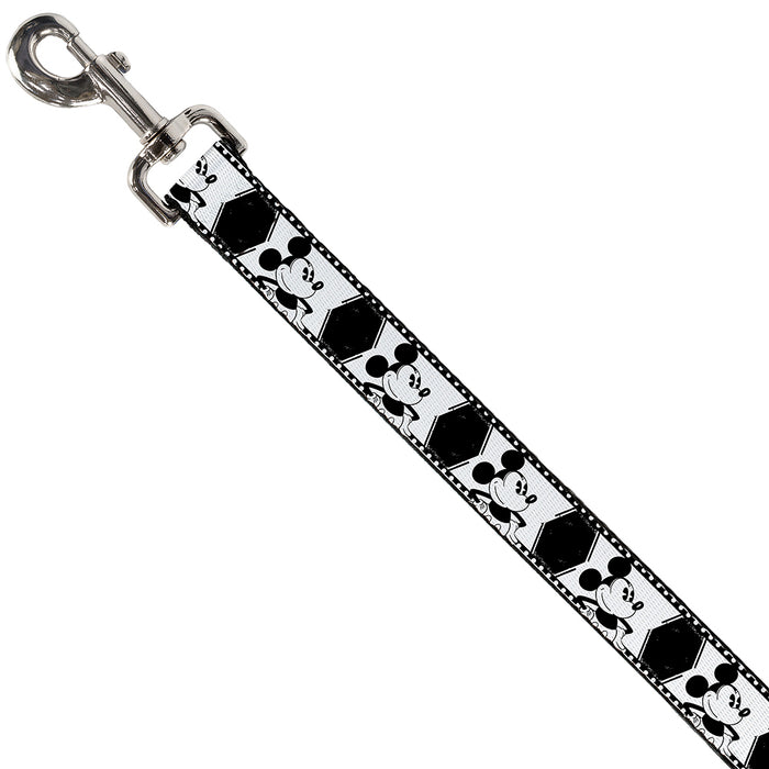 Dog Leash - Mickey Standing Pose Film Strip White/Black Dog Leashes Disney   