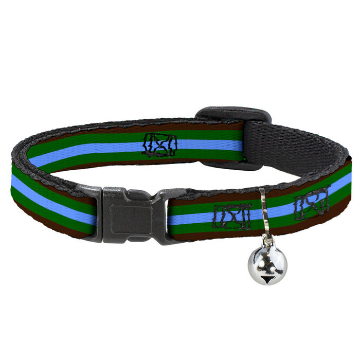 Cat Collar Breakaway - Stripes Brown Green Baby Blue Breakaway Cat Collars Buckle-Down   