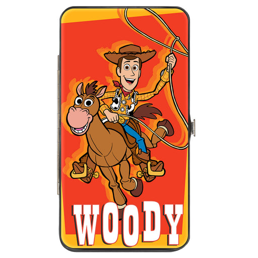 Hinged Wallet - Toy Story WOODY and Bullseye Riding Pose Plaid Gold Red Hinged Wallets Disney   