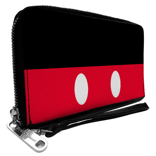 Women's PU Zip Around Wallet Rectangle - Mickey Mouse Short Buttons Black Red White Clutch Zip Around Wallets Disney   