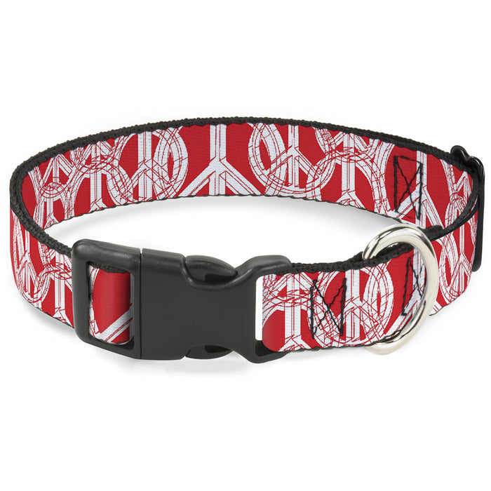 Plastic Clip Collar - Peace Sketch Red/White Plastic Clip Collars Buckle-Down   
