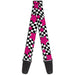 Guitar Strap - Checker & Stars Black White Pink Guitar Straps Buckle-Down   