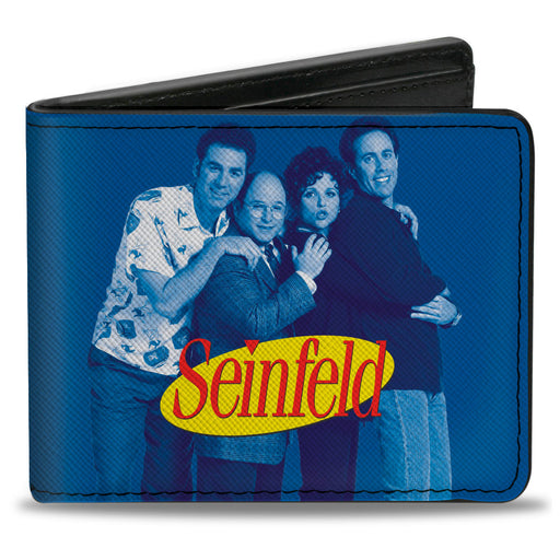 Bi-Fold Wallet - Seinfeld Group Pose + A SHOW ABOUT NOTHING Quote Blues Yellow White Bi-Fold Wallets Seinfeld   