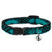 Cat Collar Breakaway - Mustaches Mini Single Repeat Black Turquoise Breakaway Cat Collars Buckle-Down   