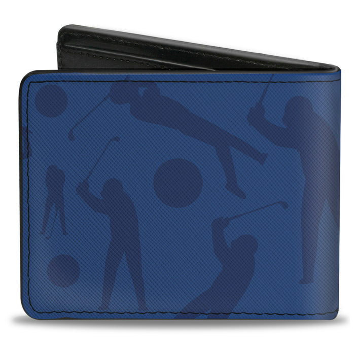 Bi-Fold Wallet - Golfing Silhouettes Collage Blues Bi-Fold Wallets Buckle-Down   