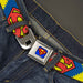 Superman Full Color Blue Seatbelt Belt - Jagged Superman Shield CLOSE-UP Yellow/Blue/Red Webbing Seatbelt Belts DC Comics   