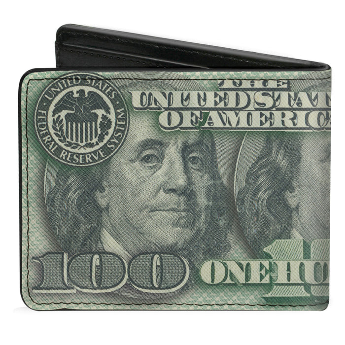 Bi-Fold Wallet - 100 Dollar Bill CLOSE-UP Triple Benjamin Bi-Fold Wallets Buckle-Down   