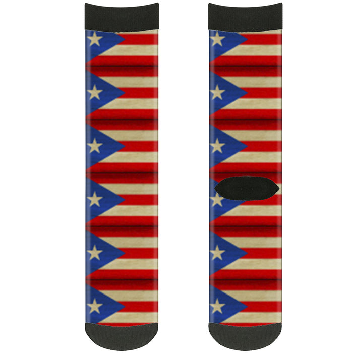 Sock Pair - Polyester - Puerto Rico Flag Weathered - CREW Socks Buckle-Down   