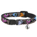 Cat Collar Breakaway - Cute Dinosaurs w Mustaches Gray Breakaway Cat Collars Buckle-Down   