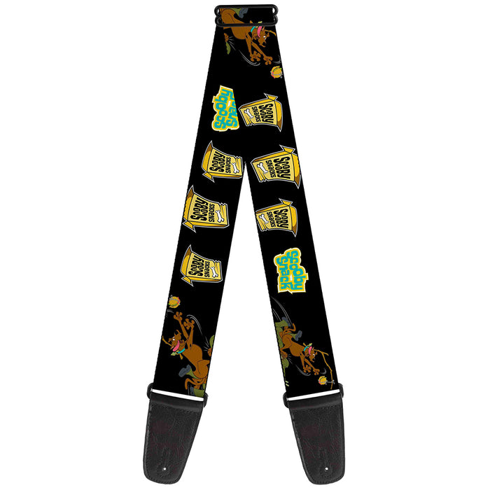 Guitar Strap - Chasing Scooby Snacks Black Guitar Straps Scooby Doo   