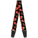 Guitar Strap - Red Roses Scattered Black Guitar Straps Buckle-Down   