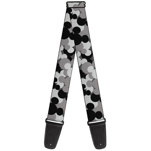 Guitar Strap - Mickey Mouse Head Stacked Black Grays Guitar Straps Disney   