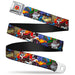 Looney Tunes Logo Full Color White Seatbelt Belt - Looney Tunes 5-Airbrushed Character Poses/Brick Wall Webbing Seatbelt Belts Looney Tunes   