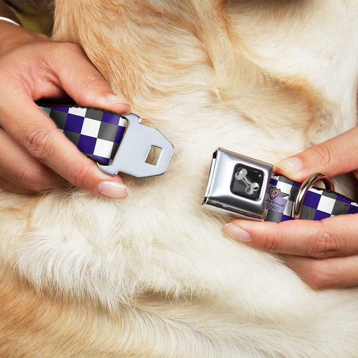 Dog Bone Seatbelt Buckle Collar - Checker Gray/Purple/White Seatbelt Buckle Collars Buckle-Down   