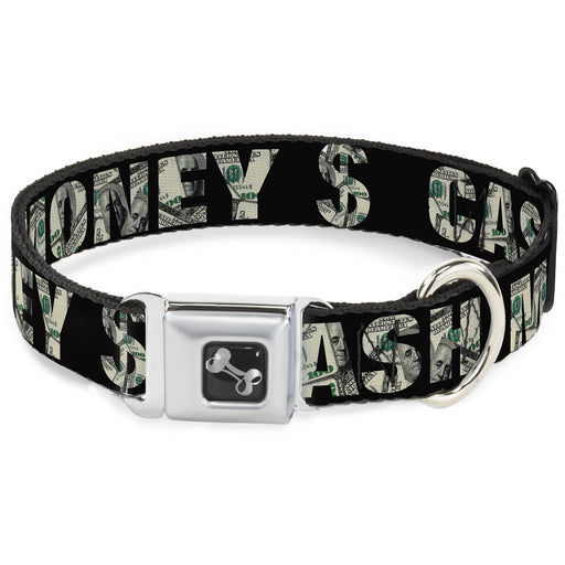 Dog Bone Seatbelt Buckle Collar - CASH MONEY $ Black/Dollars Seatbelt Buckle Collars Buckle-Down   