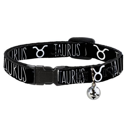 Cat Collar Breakaway - Zodiac TAURUS Symbol Black White Breakaway Cat Collars Buckle-Down   