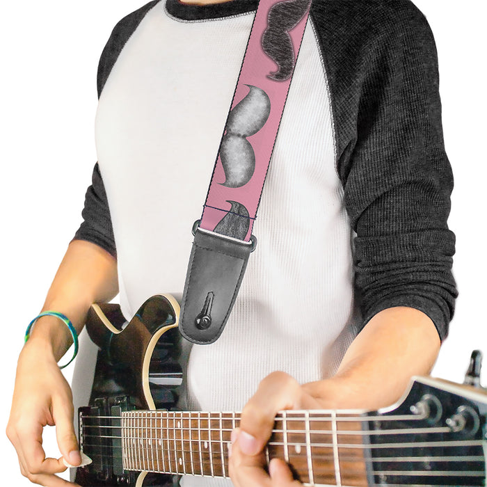 Guitar Strap - Mustaches Pink Sketch Guitar Straps Buckle-Down   