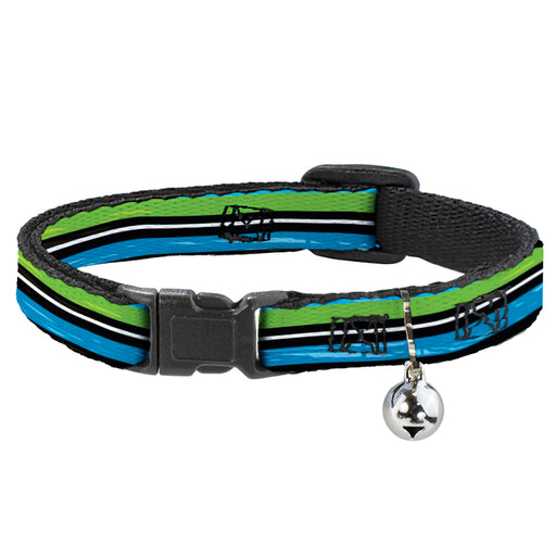 Cat Collar Breakaway - Scribble Stripes Blue Green White Breakaway Cat Collars Buckle-Down   