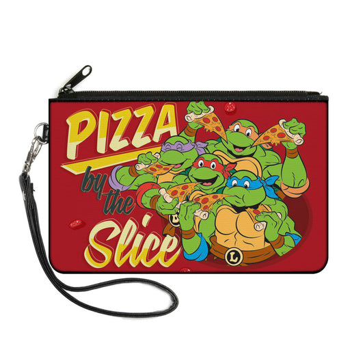 Canvas Zipper Wallet - LARGE - Classic TMNT Turtles Pose16 PIZZA BY THE SLICE Reds Yellows Canvas Zipper Wallets Nickelodeon   