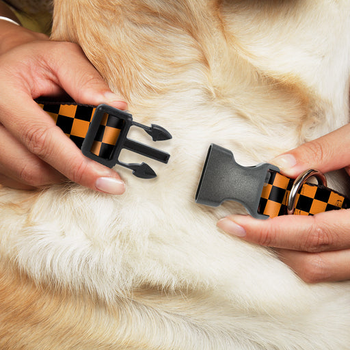 Plastic Clip Collar - Checker Black/Neon Orange Plastic Clip Collars Buckle-Down   