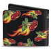 Bi-Fold Wallet - Flaming Cherries Scattered Black Bi-Fold Wallets Buckle-Down   