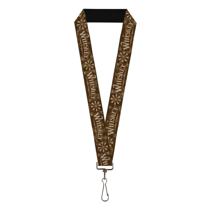 Lanyard - 1.0" - Western WHISKEY Star with Text Shadow Repeat Browns Tan Lanyards Buckle-Down   