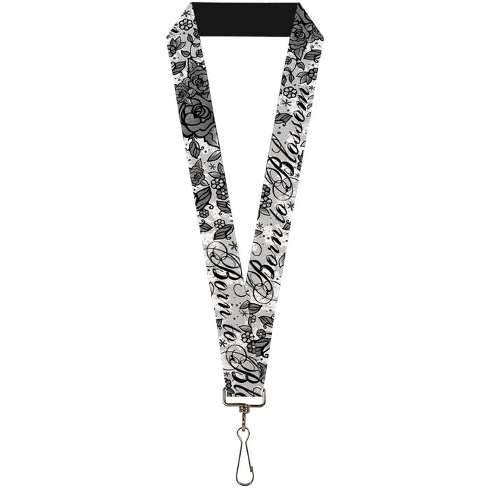 Lanyard - 1.0" - Born to Blossom Black White Lanyards Buckle-Down   