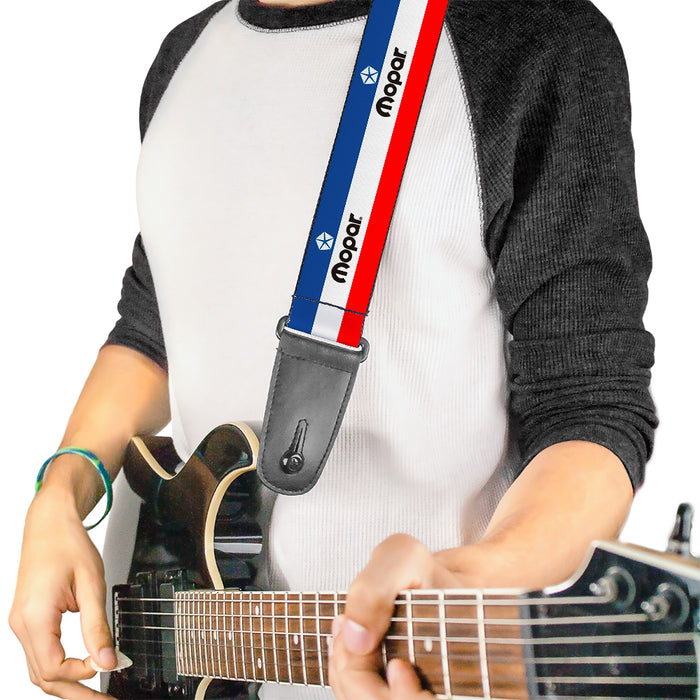 Guitar Strap - MOPAR Logo Stripe Blue White Red Guitar Straps Mopar   