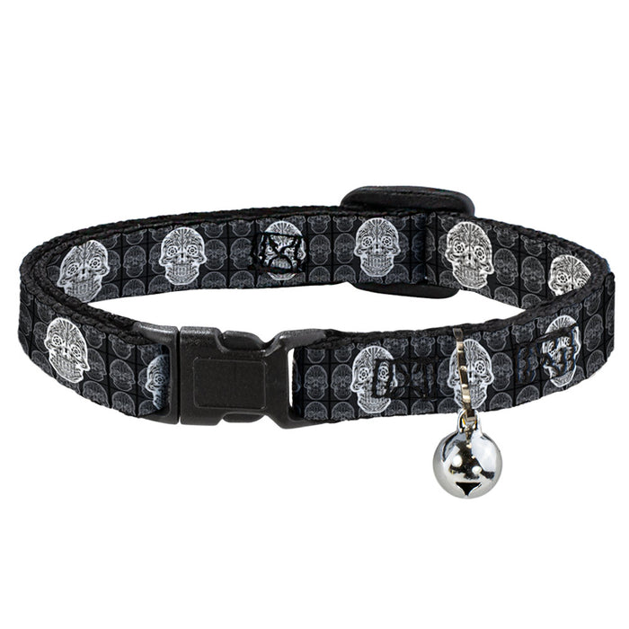 Cat Collar Breakaway - Skull Candy Black Gray White Breakaway Cat Collars Buckle-Down   