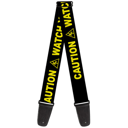 Guitar Strap - CAUTION WATCH YOUR DUBSTEP Black Yellow Guitar Straps Buckle-Down   