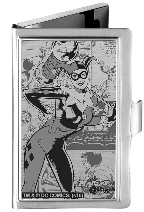 Business Card Holder - SMALL - HARLEY QUINN Pose Comic Book Scenes Brushed Silver Business Card Holders DC Comics   