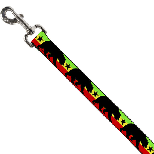 Dog Leash - Cali Bear/Star Silhouette Rasta/Black Dog Leashes Buckle-Down   