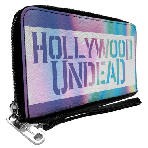Women's PU Zip Around Wallet Rectangle - HOLLYWOOD UNDEAD Text Logo Block Aura White Clutch Zip Around Wallets Hollywood Undead   