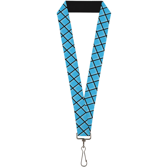 Lanyard - 1.0" - Wire Grid Baby Blue Black White Lanyards Buckle-Down   