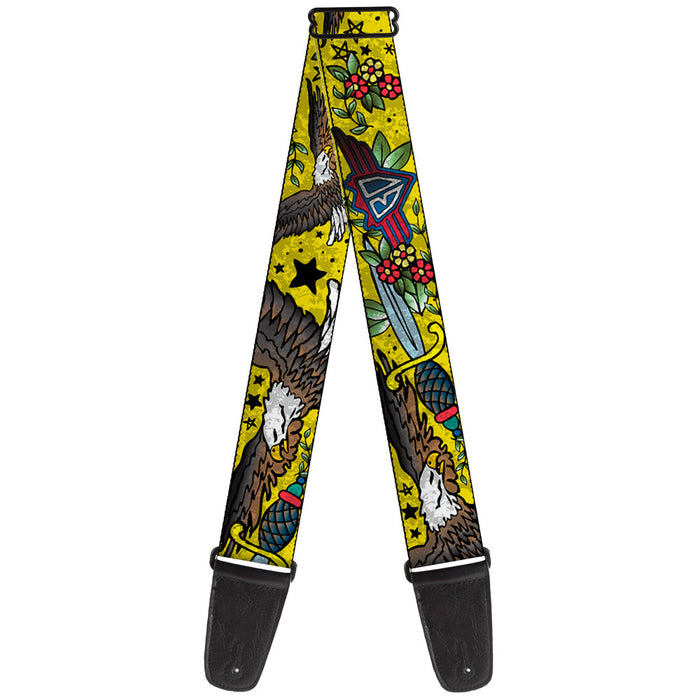 Guitar Strap - Truth and Justice CLOSE-UP Yellow Guitar Straps Buckle-Down   