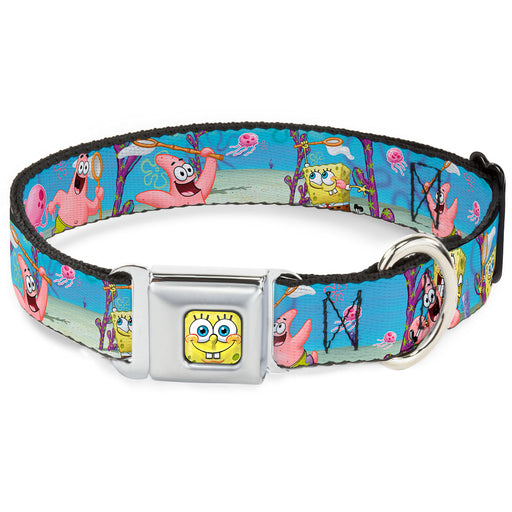 Sponge Bob 3-D Face CLOSE-UP Full Color Seatbelt Buckle Collar - SpongeBob & Patrick Starfish Jellyfishing Scenes Seatbelt Buckle Collars Nickelodeon   