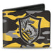 Bi-Fold Wallet - Harry Potter Hufflepuff Crest Camo Yellow Grays Black Bi-Fold Wallets The Wizarding World of Harry Potter   