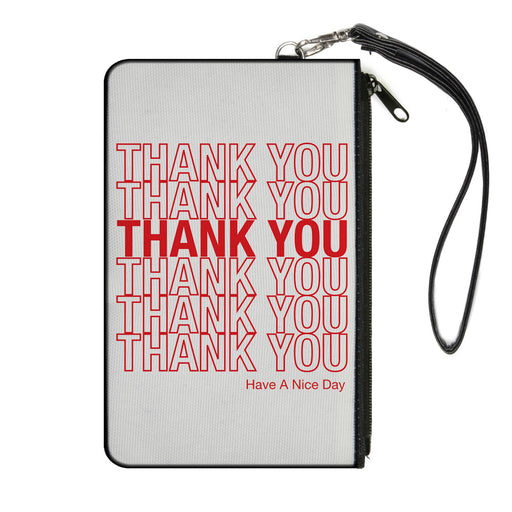 Canvas Zipper Wallet - LARGE - THANK YOU HAVE A NICE DAY Bag Print White Red Canvas Zipper Wallets Buckle-Down   