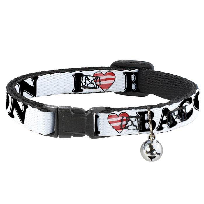 Cat Collar Breakaway - I "Heart" BACON White Black Bacon Breakaway Cat Collars Buckle-Down   