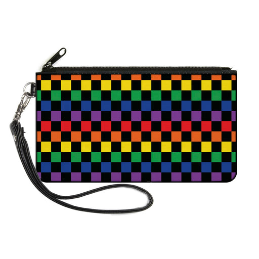 Canvas Zipper Wallet - LARGE - Checker Black Rainbow Multi Color Canvas Zipper Wallets Buckle-Down   