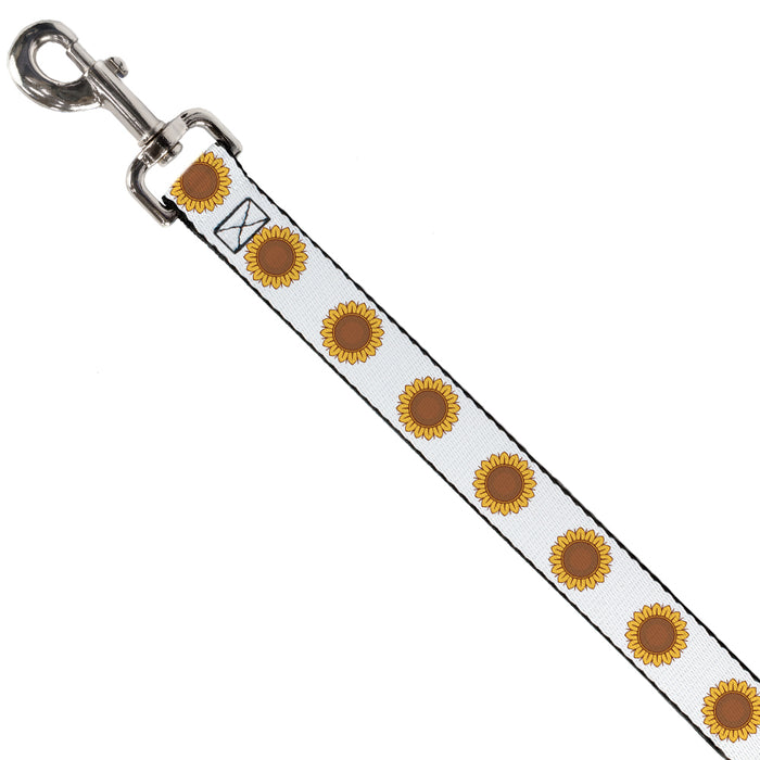 Dog Leash - Sunflower Face Repeat White Dog Leashes Buckle-Down   